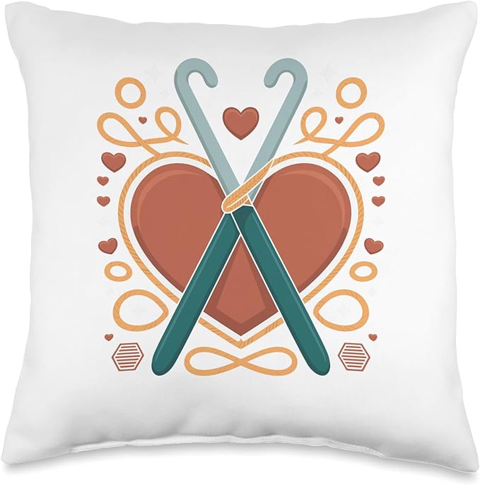 Yarn Lover Heart Crochet Hooks Throw Pillow