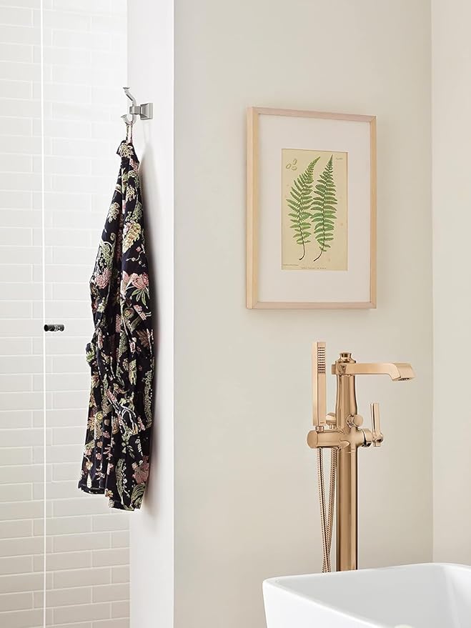 Amerock BH36020G10 | Brushed Nickel Single Robe Hook | 4-1/4 in. (108 mm) Length Towel Holder | Mulholland | Towel Hook for Bathroom | Bathroom Hardware | Bath Accessories