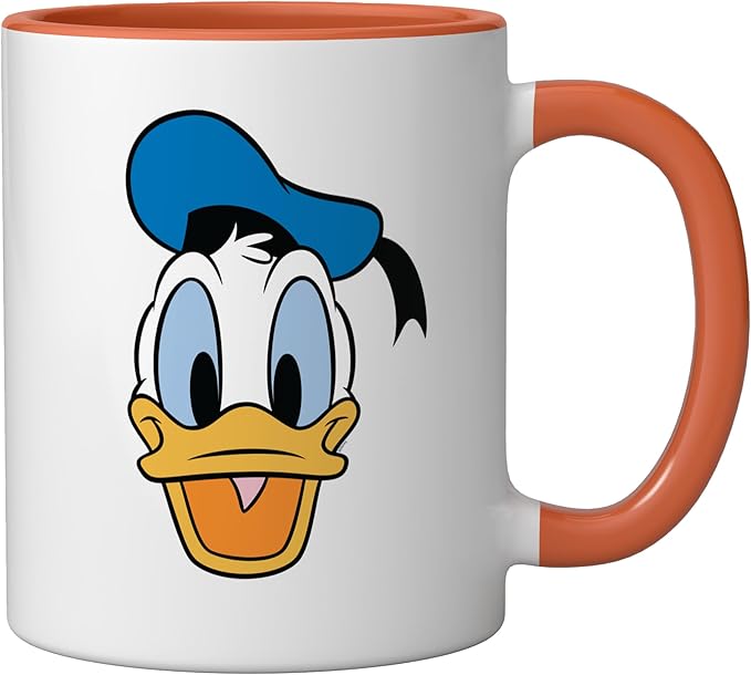 Disney Donald Duck Three Caballeros Trip Matching Big Face Ceramic Mug, Orange/White