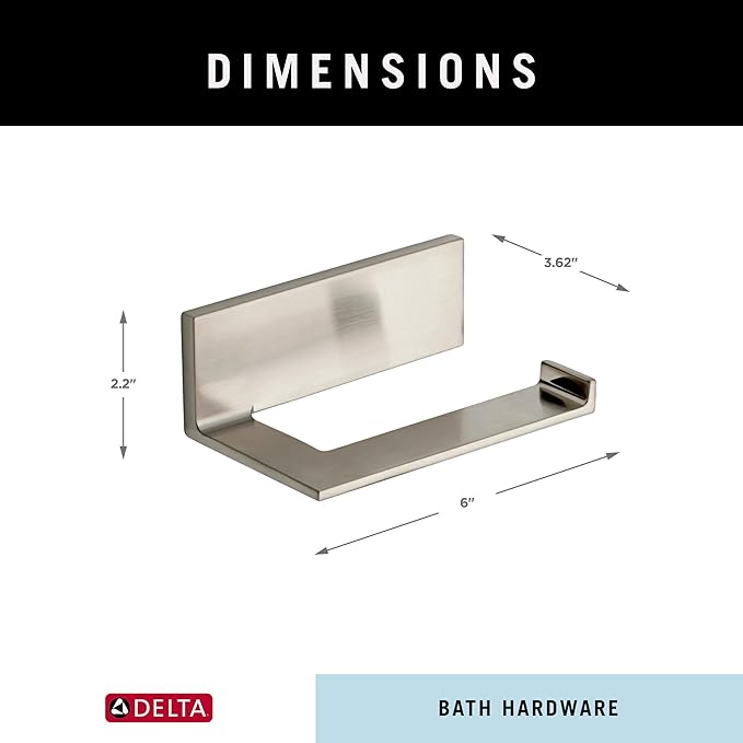 Delta Vero (1-Pack) Toilet Paper Holder Brilliance Stainless Steel Tissue Roll Holder for Bathroom Organization and Storage Single Post Toilet Tissue Holder Wall Bathroom Accessories 77750-SS