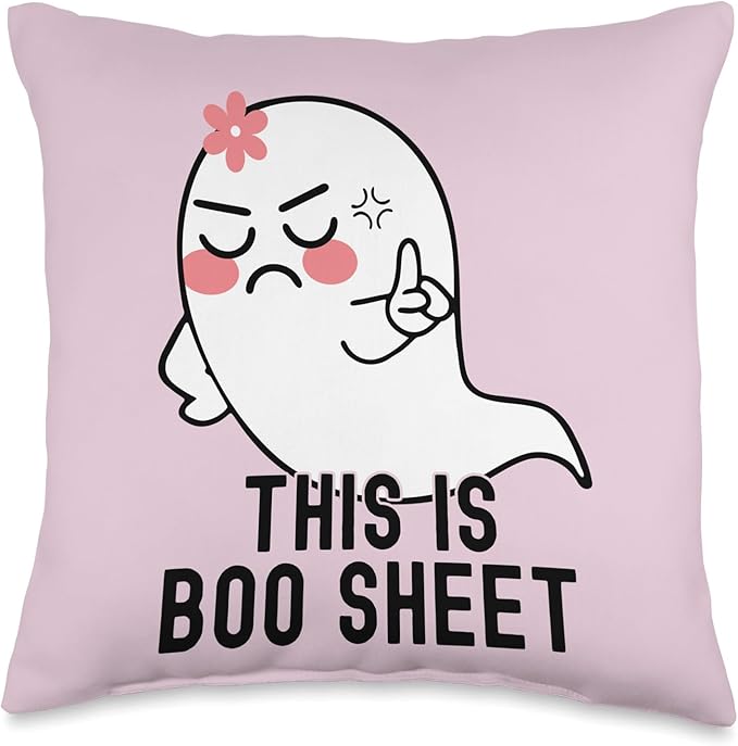 This is Boo Sheet Funny Halloween Ghost Girl Say No Throw Pillow