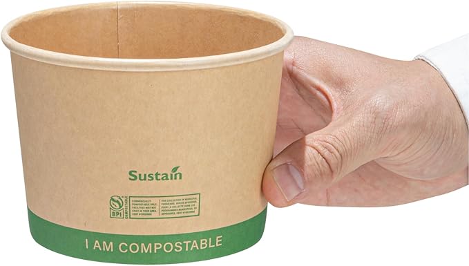 Restaurantware Paper Soup Containers 25 Pack Of 16 oz Disposable Kraft To Go Hot Soup Serving Bowls BPI-Certified Compostable Leakproof Stackable Food Containers For Noodles, Pasta And Desserts