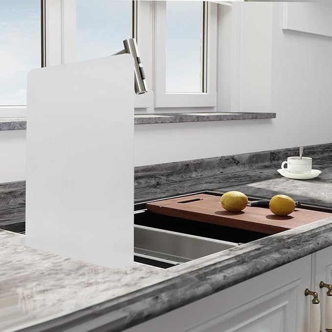 Lurrose 2 Pcs Sink Wall Kitchen Splash Guard Sink Protectors for Kitchen Sink Splatter Splash Guards Sink Splash Pad Sink Accessories Sink Edge Protector Silver Stainless Steel