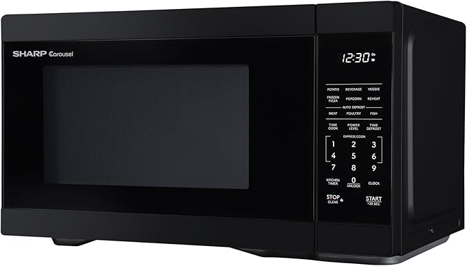 SHARP Countertop Microwave Oven with Removable 12.4" Carousel Turntable, 1000 Watt, 1.1 Cubic Feet, Black