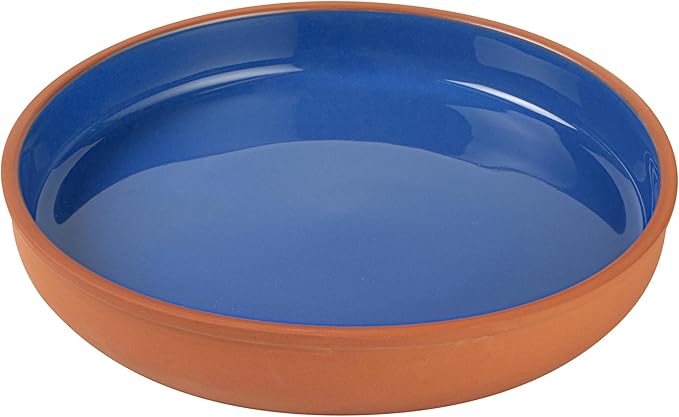 Restaurantware-Terra Tek 34 Ounce Terracotta Cazuelas, 2 Blue Glazed Clay Pots For Cooking - Oven-Ready, Microwavable, Terracotta Serving Pots, Dishwashable, For Cooking And Serving