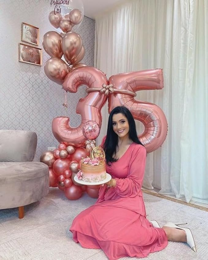 40 Inch Numbers 3 Balloon, Three Pearl Pink Happy Birthday Balloons for Girls Boys Babies, Number Balloons 3rd for 3 13 23 30 Wedding Bridal Shower Anniversaries Party