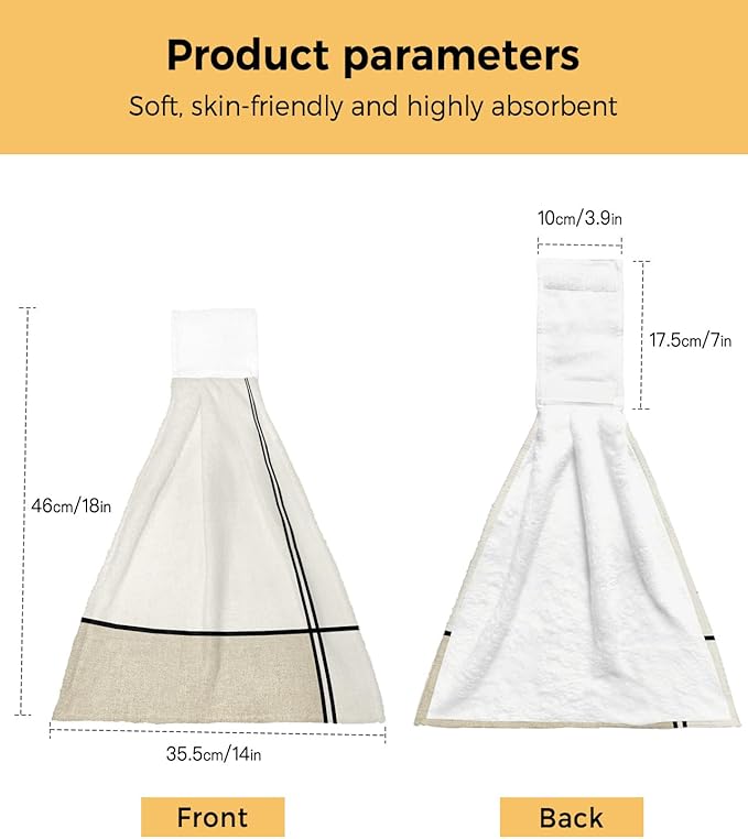 Alandar Home Kitchen Tie Towel Set of 1, Abstract Modern Minimalist Art Absorbent Soft Hand Towels for Bathroom Hanging Towels, Lines Color Burlap Splicing Fast Drying Cleaning Cloth with Loop