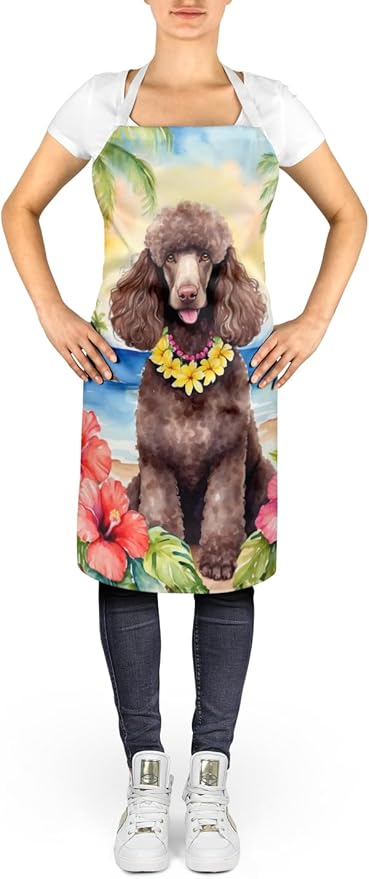 Caroline's Treasures Chocolate Poodle Luau Apron Cooking Kitchen Server Baking Crafts Gardening for Adult Women Men, Unisex, Large, Multicolor