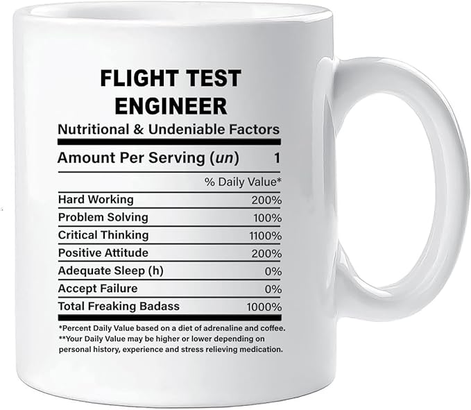 Funny Gift for Flight Test Engineer, Flight Test Engineer Nutrition Mug, Best Flight Test Engineer Gift Ideas, Graduation, Funny Flight Test Engineer Birthday Mug