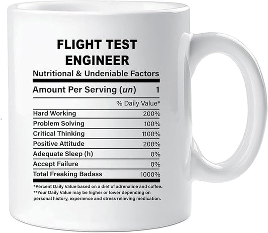 Funny Gift for Flight Test Engineer, Flight Test Engineer Nutrition Mug, Best Flight Test Engineer Gift Ideas, Graduation, Funny Flight Test Engineer Birthday Mug