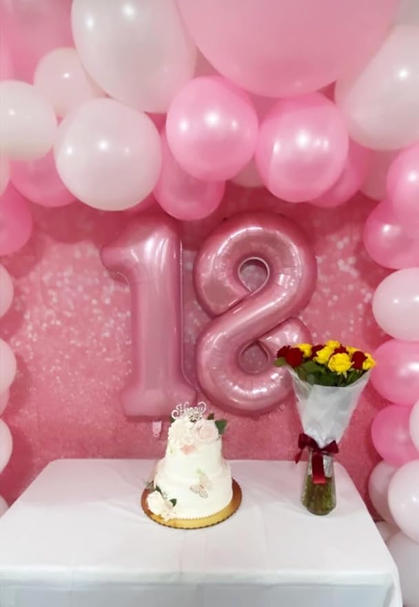Numbers 8Th Balloon 40 Inch, Pearl Pink Birthday Decorations For Women Men, Number Balloons for 8, 18, 28 Wedding, Anniversaries, Celebration, Graduation