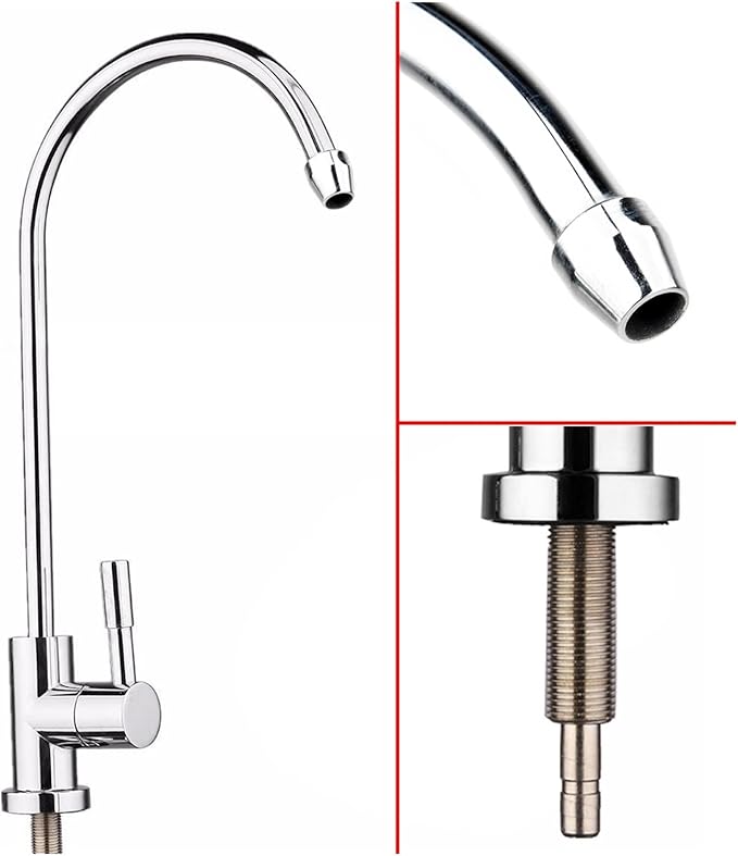 NYMFEA yaoqijie 1pc 1/4 Drinking Water Faucets 360 Degree Chrome Osmosis Drinking Water Filter Faucet Lasting