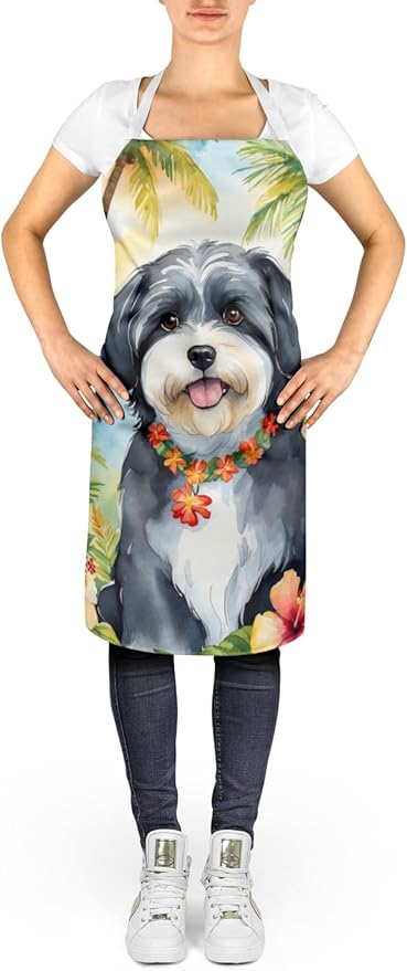 Caroline's Treasures Havanese Luau Apron Cooking Kitchen Server Baking Crafts Gardening for Adult Women Men, Unisex, Large, Multicolor