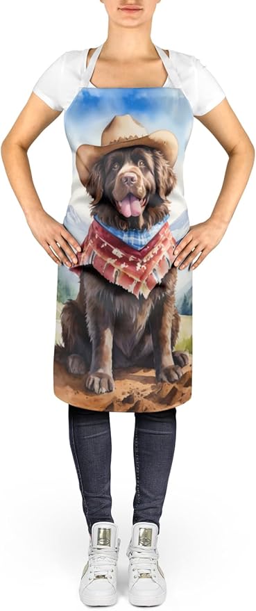 Caroline's Treasures Newfoundland Cowboy Welcome Apron Cooking Kitchen Server Baking Crafts Gardening for Adult Women Men, Unisex, Large, Multicolor