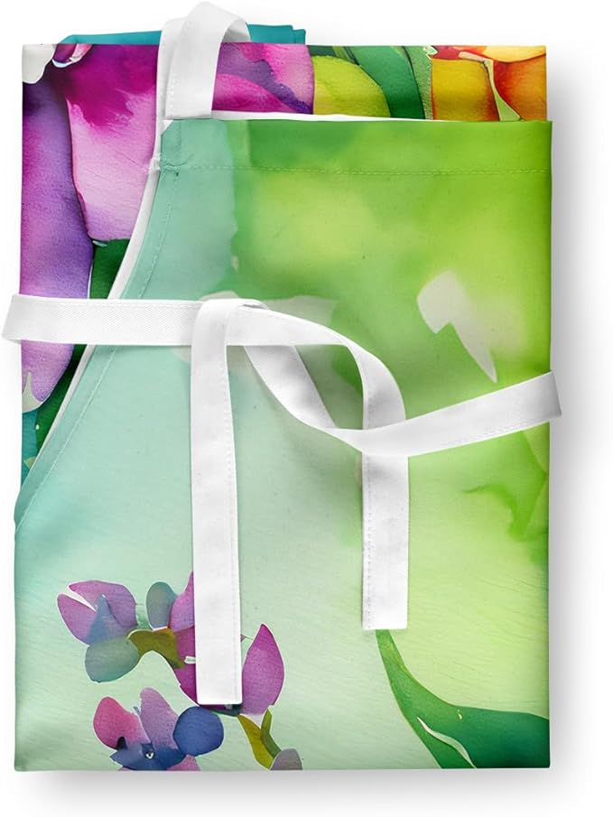Caroline's Treasures Orchids in Watercolor Apron Cooking Kitchen Server Baking Crafts Gardening for Adult Women Men, Unisex, Large, Multicolor