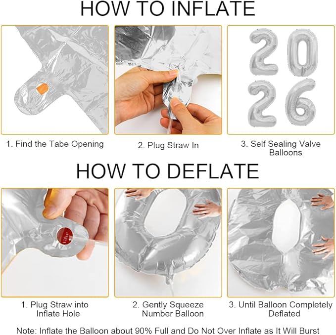 2026 Balloons Silver 2026 Foil Number Balloons, 40 inch 2026 Balloons New Year, Large 2026 Mylar Balloons for 2026 New Years Eve Party Supplies Festival Birthday Anniversary Graduation Decorations
