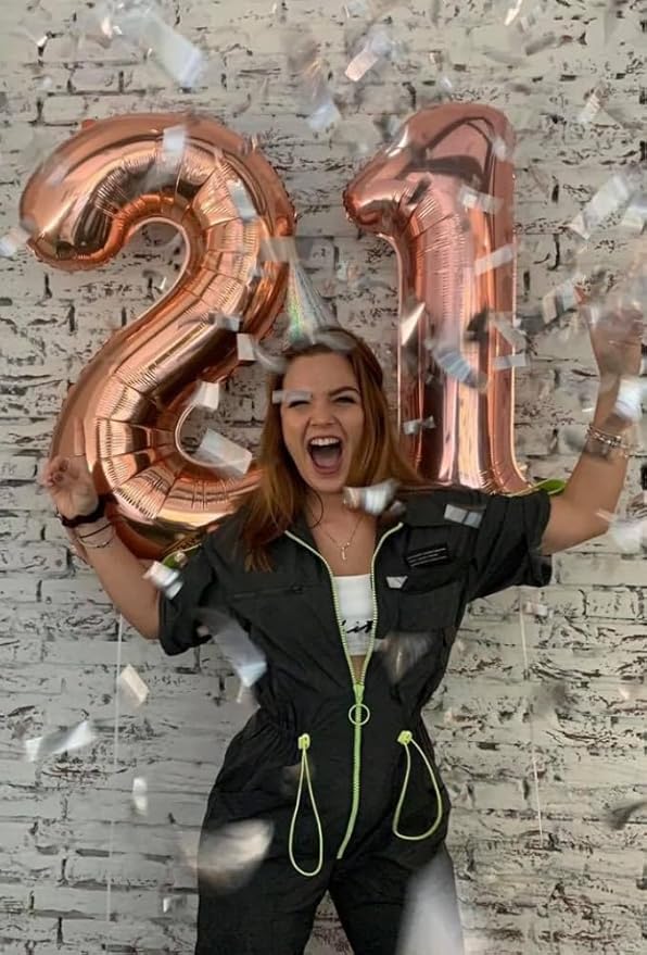 12 Balloons Number 40 Inch, Rose Gold Large Number Balloons Birthday Gift for 12 21 Years Old, Maylar Balloon Decorations for Wedding Engagement Graduations Memorial Day's