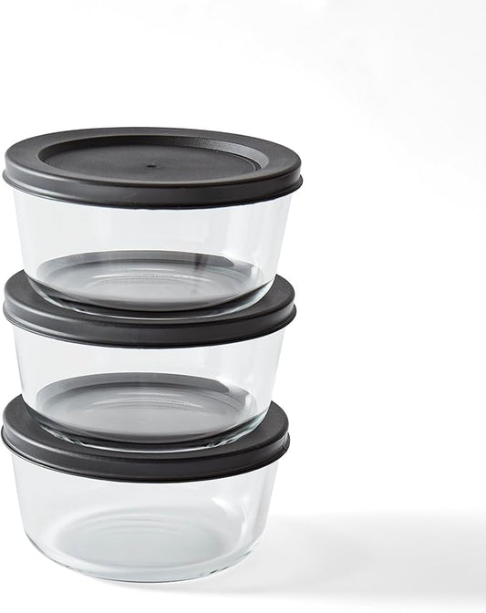 DURA LIVING Borosilicate Glass Food Containers - 6 Piece Set (2 cup) - Premium Storage Solution Microwave & Dishwasher Safe, BPA-Free Lids, White