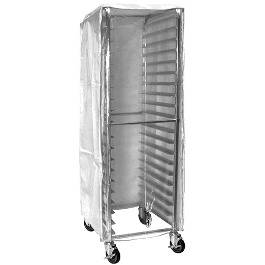 GSW AAR-20CW White Plastic Cover w/Clear Front Bun Pan Rack Cover with 2 Zippers, for Commercial Kitchen Used for 21” x 26” x 70” Rack