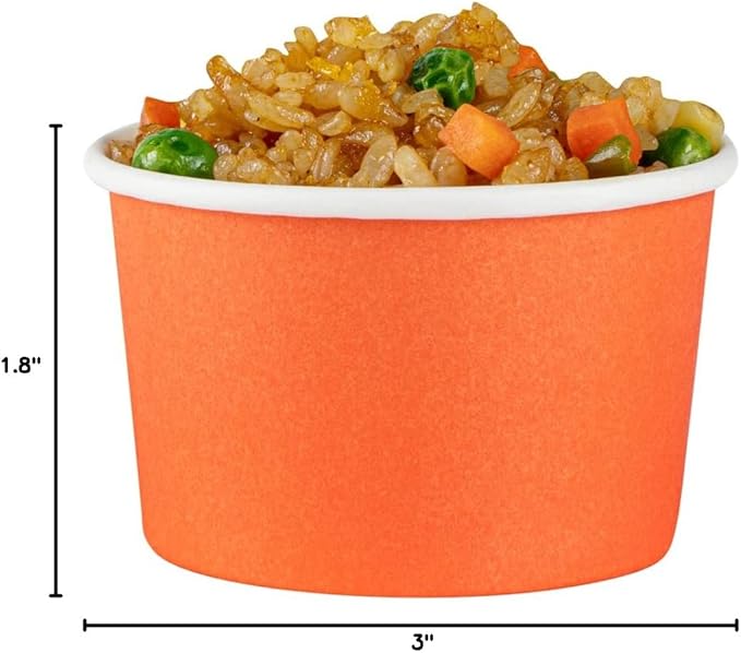 Coppetta 3-Ounce Dessert Cups, 50 Disposable Ice Cream Cups - Lids Sold Separately, Durable, Orange Paper Frozen Yogurt Bowls, For Hot And Cold Foods, Perfect For Gelato Or Mousse - Restaurantware