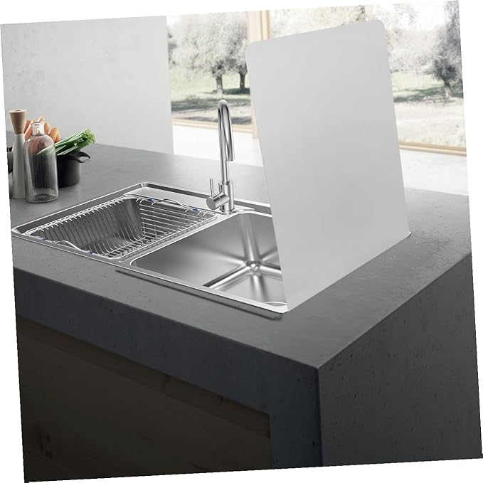 jojofuny 2pcs Wall Mounted Stainless Steel Splash Guard Kitchen Sink Side Splatter Shield Easy Installation Cleaning Prevents for Home Use