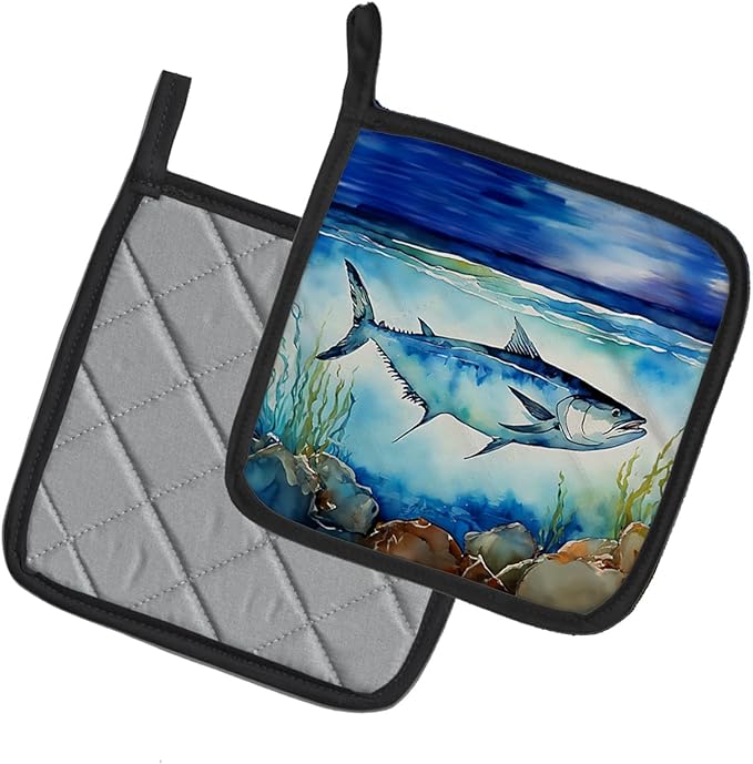 Caroline's Treasures Bluefin Tuna Pair of Pot Holders Kitchen Heat Resistant Pot Holders Sets Oven Hot Pads for Cooking Baking BBQ, 7 1/2 x 7 1/2