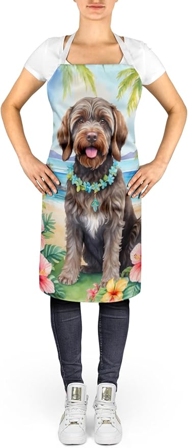 Caroline's Treasures Wirehaired Pointing Griffon Luau Apron Cooking Kitchen Server Baking Crafts Gardening for Adult Women Men, Unisex, Large, Multicolor