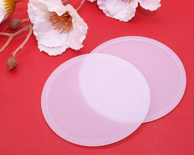 ONLYKXY 3 Pieces 3.93 Inch Silicone Coasters, Round Coasters for Drinks, Beverage Coffee Tea Coaster (White Translucent)