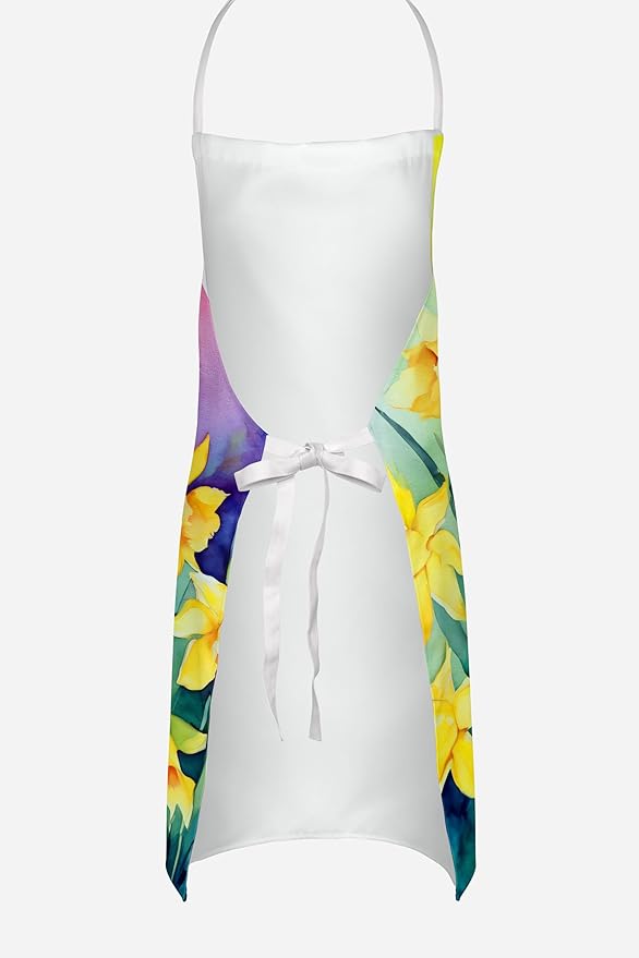 Caroline's Treasures Daffodils in Watercolor Apron Cooking Kitchen Server Baking Crafts Gardening for Adult Women Men, Unisex, Large, Multicolor