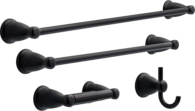 Franklin Brass Kinla Spring (1-Pack) Toilet Paper Holder Matte Black Tissue Roll Spring-Loaded Rod, Organization and Storage, Wall Mounted Bathroom Accessories KIN50-MB