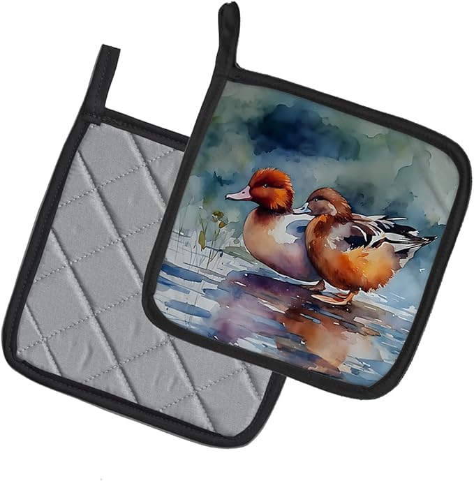 Caroline's Treasures Redhead Duck Pair of Pot Holders Kitchen Heat Resistant Pot Holders Sets Oven Hot Pads for Cooking Baking BBQ, 7 1/2 x 7 1/2