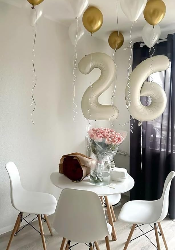 Cream Balloon Number 40 Inch, 16th Birthday Decorations for 1 6 16 61, Large Foil Sweet 16 Balloons Number for Wedding Memorial Day's Photo Shoot Decoration