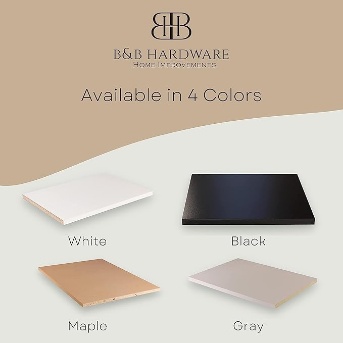 B&B HARDWARE Oversized Cabinet Shelves Melamine 1/2" Thick, Custom Cut to Size. (13" Depth x 61" Length).