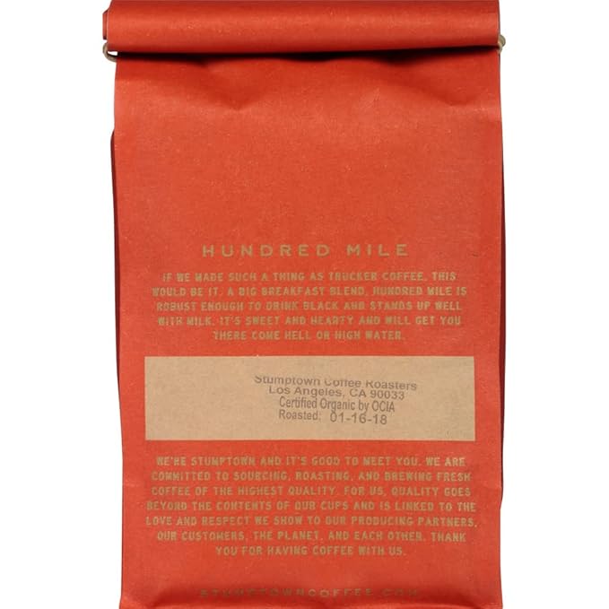 Stumptown Coffee Roasters, Medium Roast Organic Whole Bean Coffee - Hundred Mile 12 Ounce Bag with Flavor Notes of Jam and Toffee (Pack of 2)