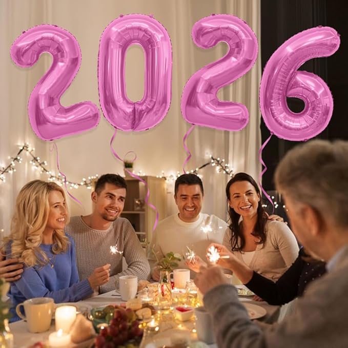 2026 Balloons, 40 Inch 2026 Number Balloons Pink 2026 Balloon Large Foil New Year Balloon Numbers 2026 Mylar Baloons for Birthday Christmas Graduation New Years Eve Party Supplies Decorations