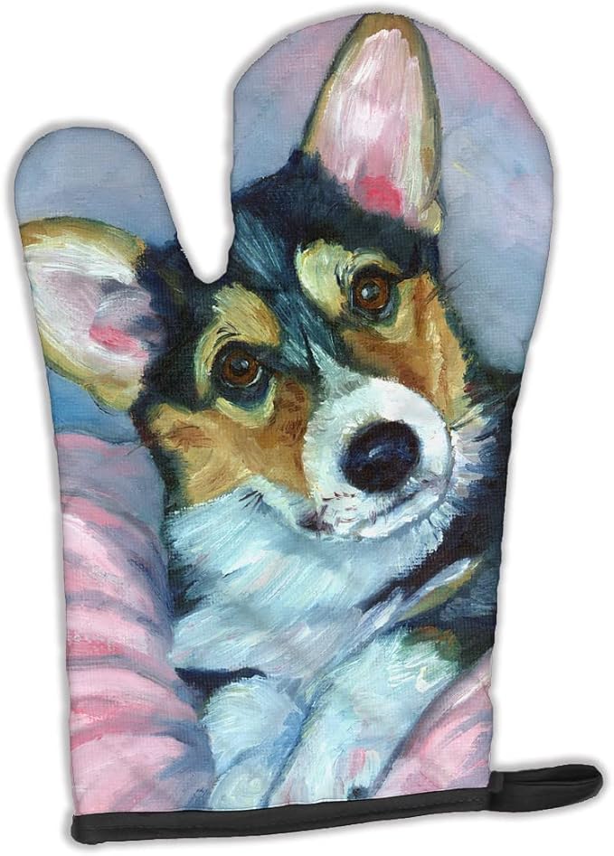 Caroline's Treasures 7301OVMT Corgi Puppy with pink blanket Oven Mitt Heat Resistant Thick Oven Mitt for Hot Pans and Oven, Kitchen Mitt Protect Hands, Cooking Baking Glove