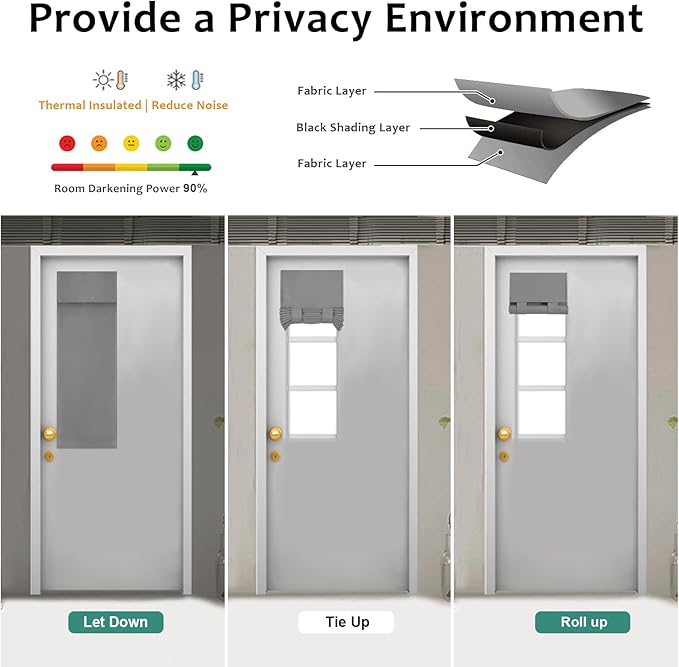 WdFour Classroom Door Window Cover,Blackout Shades for Classroom Windows and Doors，Privacy,Room Darkening Design Blocks Views, Classroom Window Cover Lockdown,12W x 40L Inch Light Gray 1 Panel.