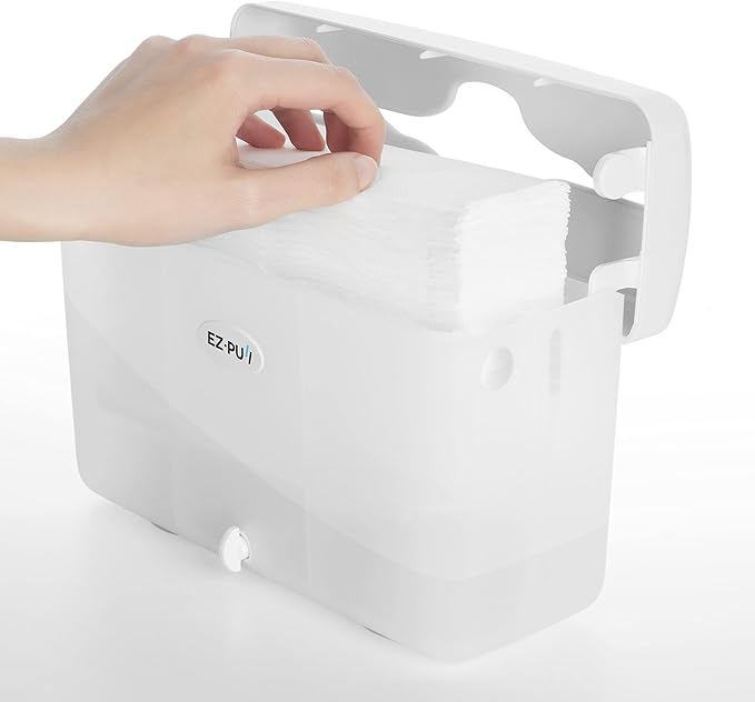 EZ-Pull Countertop SLIMFOLD Hand Towel Dispenser for Kitchen/Bathroom/Office/RV/Airbnb(Only Works with SLIMFOLD Paper), White 4600-EZ, EZbrnd 9" x 3.5" x 6"
