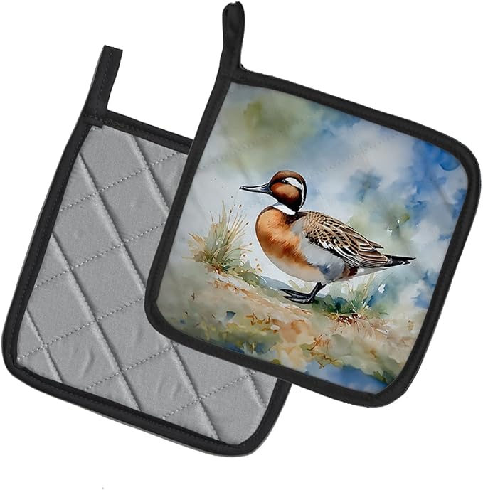 Caroline's Treasures Northern Pintail Pair of Pot Holders Kitchen Heat Resistant Pot Holders Sets Oven Hot Pads for Cooking Baking BBQ, 7 1/2 x 7 1/2