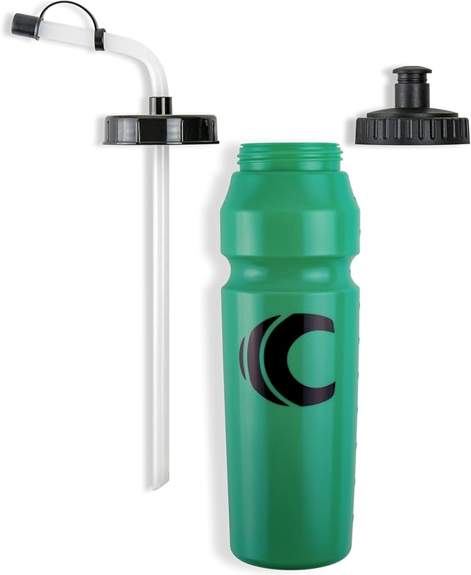 Cannon Sports 1 Liter Sports Water Bottle, BPA-Free, 34 Oz Capacity, Large Mouth, 2 lids (Straw and Squeeze), Great For Helmet Sports Such As Hockey, Lacrosse, Football, Boxing (Green)