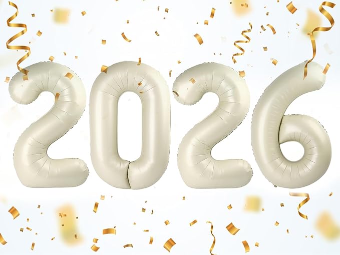 Cream White 2026 Number Balloons, 2026 Decorations New Years, 40 Inch Balloon for New Years Eve Decorations & Graduation Decoration Party Supplies, 2 6 20 26 Birthday Parties