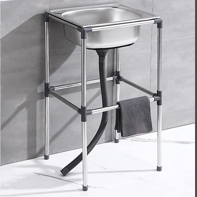 Movable Stainless Steel Kitchen Sink, For Washing Hands, Commercial Restaurant Utility Fish Cleaning Table, Kitchen Sink For Restaurant, Bar, Laundry, Garage, Backya,Without Faucet-42*37*15cm