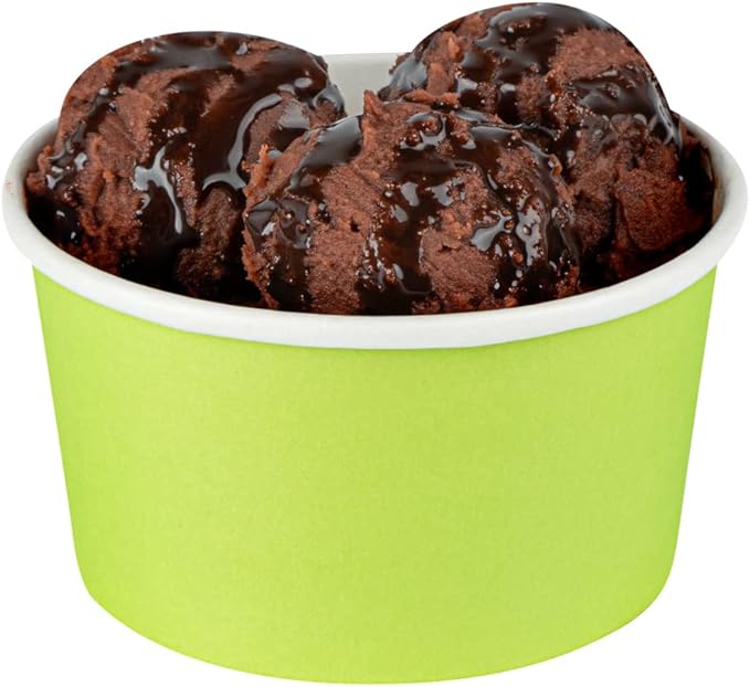 Coppetta 8-Ounce Dessert Cups, 50 Disposable Ice Cream Cups - Lids Sold Separately, Sturdy, Light Green Paper Frozen Yogurt Bowls, For Hot And Cold Foods, Perfect For Gelato Or Mousse - Restaurantware