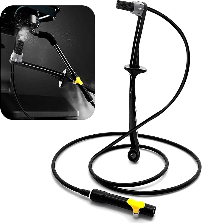 Coffee Machine Steam Brush, 36 Inch Silicone Hose Espresso Steam Wand Cleaning Tool with Spoon End for Barista Espresso Maintenance (Black)