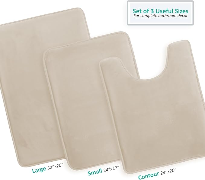Clara Clark Bathroom Rugs, Velvet Memory Foam Bath Mat, Non-Slip Bath Rugs, Machine Wash, Dries Quickly, Ultra Soft Plush Bath Mats for Bathroom,