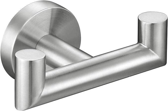 Angle Simple Towel Hook for Bathroom, SUS 304 Stainless Steel, Double Hand Towel Coat Holder for Wall, Brushed Nickel