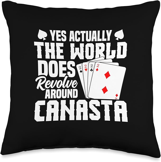 Canasta Game Cards Set Score Sheets Partner Tray Canasta Throw Pillow