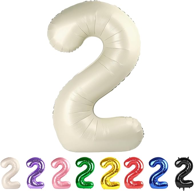 Number Balloons 40 In, 2 Balloons Numbers Birthday Decorations for Women Men, Cream Birthday Party Decorations Big Balloons for 12 22 25 Wedding, Celebration Party, Graduations