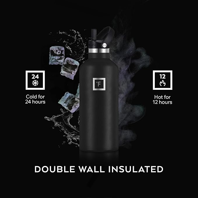 IRON °FLASK Camping & Hiking Hydration Flask with Straw, BPA-Free Insulated Stainless Steel Sports Water Bottle - 24 oz Lavender