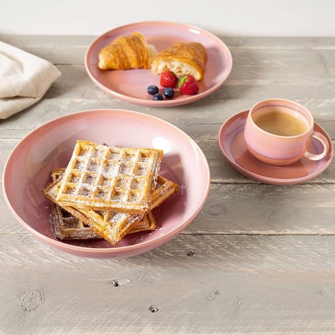 like. by Villeroy & Boch Perlemor Coral Low Serving Bowl, Premium Porcelain, Made in Germany, Dishwasher and Microwave Safe, 10.25 x 2.75 in
